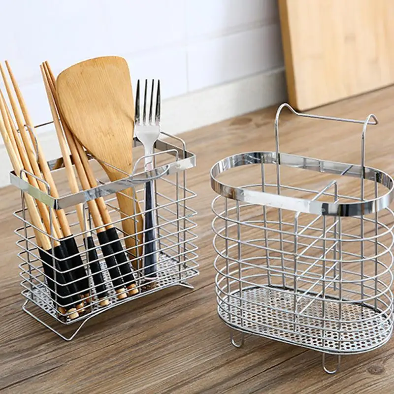 Metal Hanging Cutlery Holder Drainer Spoon Fork Chopsticks Storage Basket Rack Kitchen Tool Organizer Tableware Tube Jy25 20 for kitchen storage rack,spoon holder rack,kitchen cutlery organizer