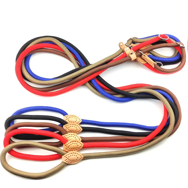 

Dog Chain Leash Large and Medium Puppy Pet Length 1.5m Slide Rope Lead Heavy Duty Braided Adjustable Ring Collar Training Leash
