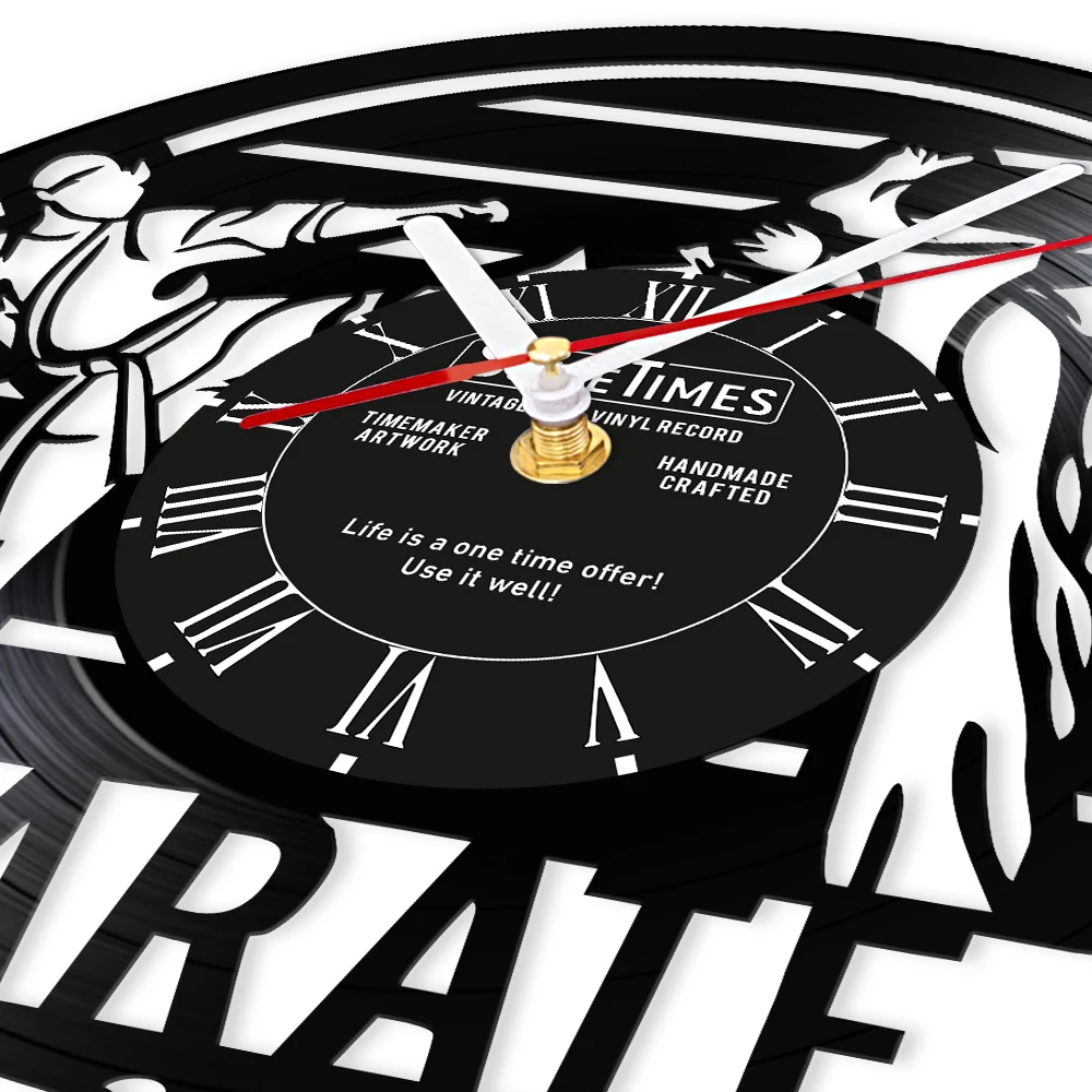 Personalized Karateka Vinyl Record Wall Clock For Boys Room Fighting Sports Japanese Martial Arts Home Decor Custom Karate Clock 4