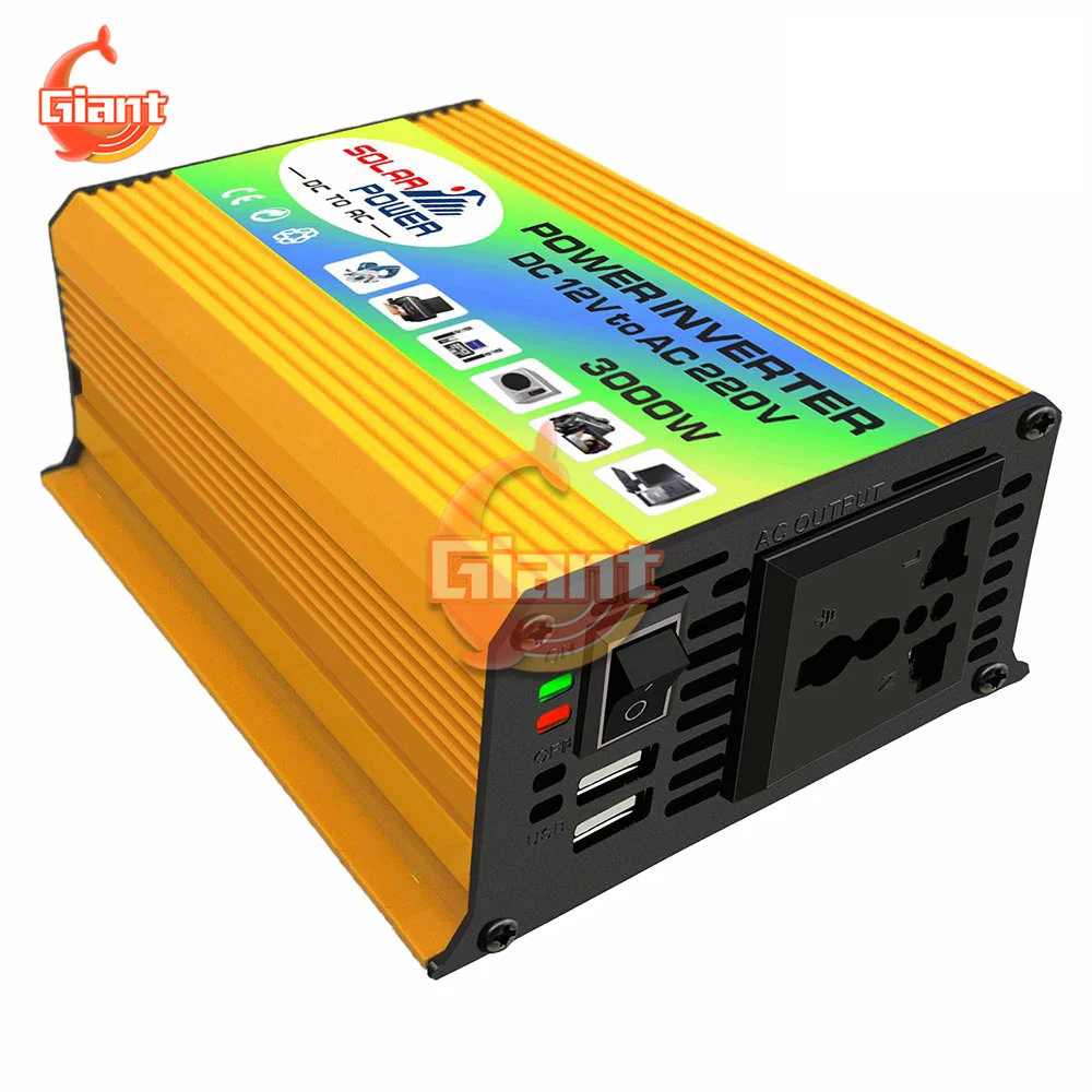 Inversor 12v a 220v - 240V 600W Cantonape Onda Sinusoidal Modificada  Transformador 12v a 220v Conversor con 2 Puertos USB y 1 Enchufe de AC  Diseño de