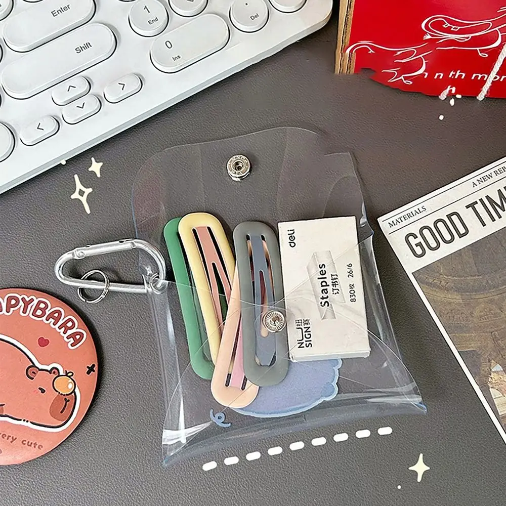 Capybara Coin Wallet Cute Cartoon Anime with Carabiner Earphone Storage Bags Transparent Mini Wallet for Student Girls
