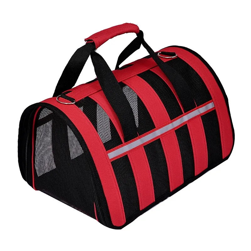 Breathable cat outing Bag Pet dog Summer skew straddle portable foldable small to medium dog cage mesh handbag