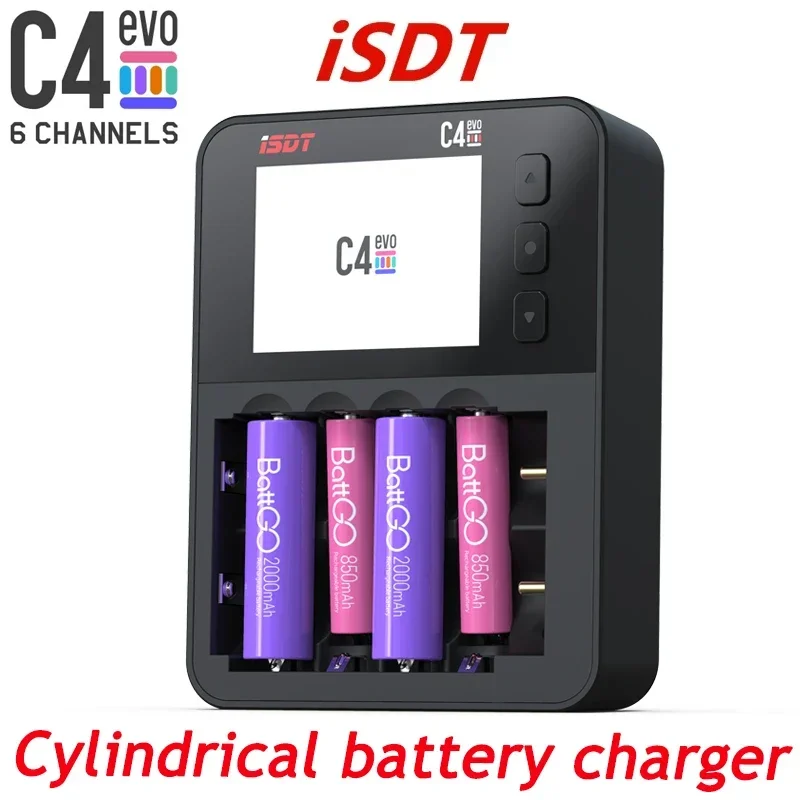 Интеллектуальное зарядное устройство ISDT C4 EVO с выходом Type-C QC3.0 для литий-ионной батареи AA AAA с экраном IPS и противопожарной защитой