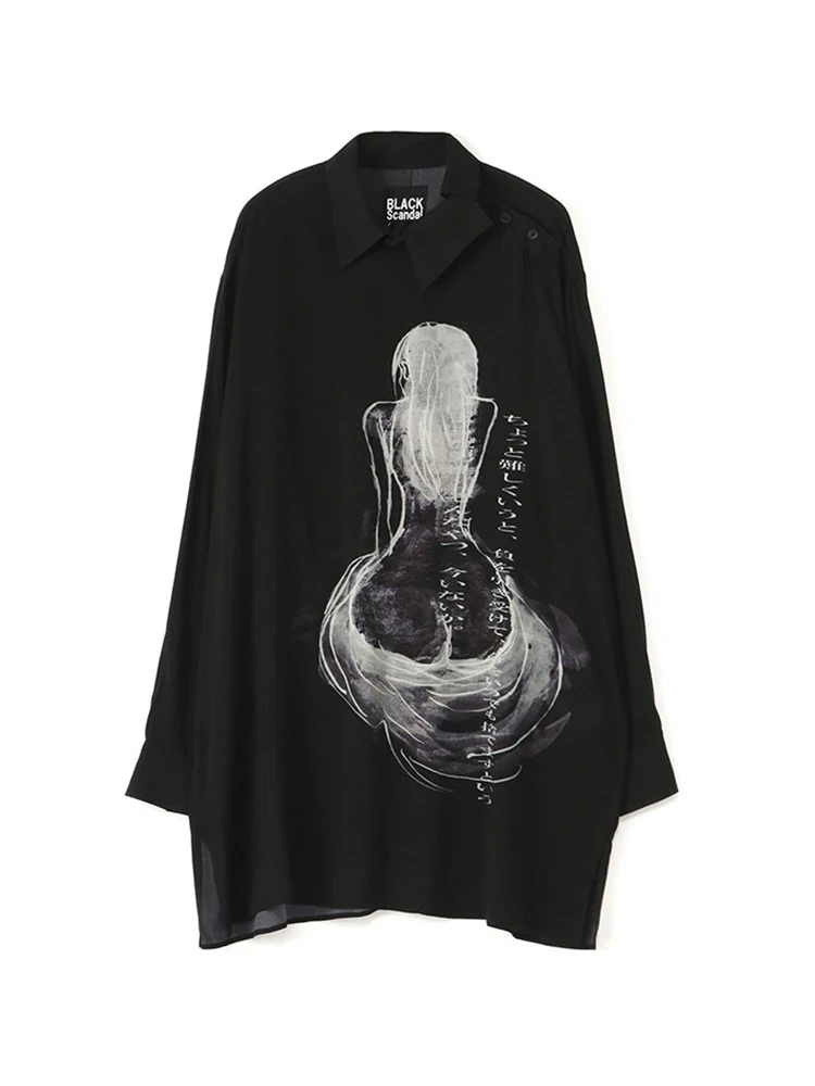 Dark Style Unisex Pullover Shirt Shirts YAMAMOTO-Style Men Shirts Owens Tops For Man'S Clothing Black Shirts Oversize Shirts