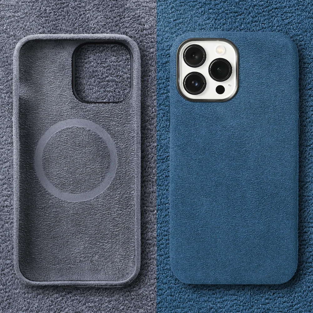 Luxurious Soft Suede Fur Leather Magnetic Phone Case with Magsafe