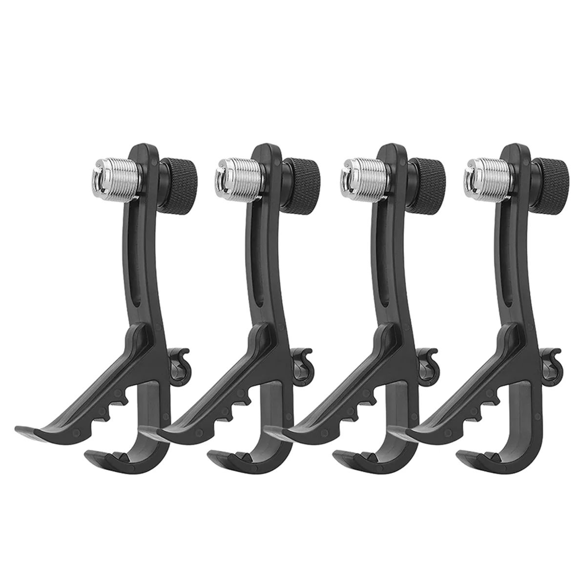 B48B-Shockproof Drum Mic Clip 4Pcs, Adjustable Drum Mic Kit & Microphone Holder for Stand, Universal Microphone Clamp
