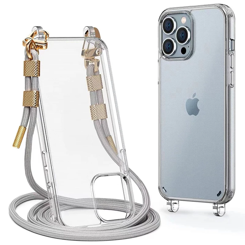 Custodia A Tracolla Trasparente Per IPhone XR: Con Cinturino In Corda Nero, Antiurto In TPU