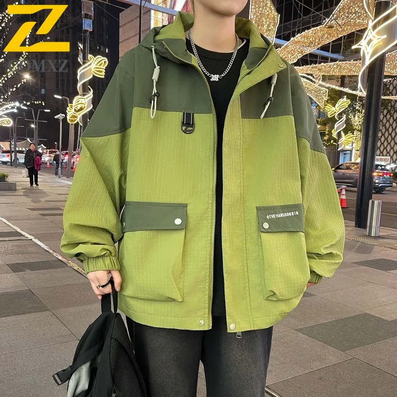 COMXZ Spring Autumn New Jacket Coat Men Student Streetwear Fashion Hong Kong Style High Quality Windbreaker Waterproof Windproof