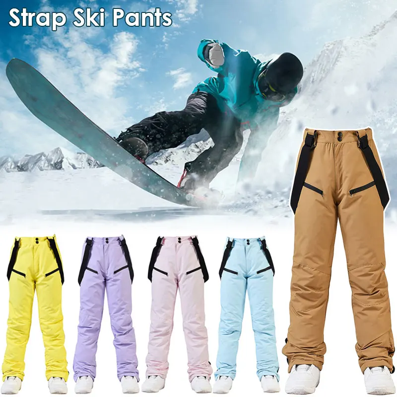 

Women's Insulated Thicken Snow Pants Waterproof Windproof Snowboard Ski Bibs with Detachable Suspenders Overalls