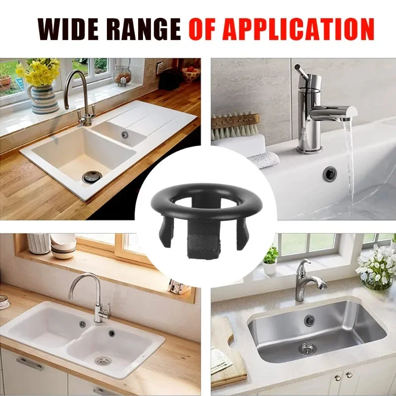 Sink Hole Round Overflow Cover Kitchen Basin Trim Hollow Overflow Ring Plug Bathroom Wash Basin Ring Accessories 4/1pcs