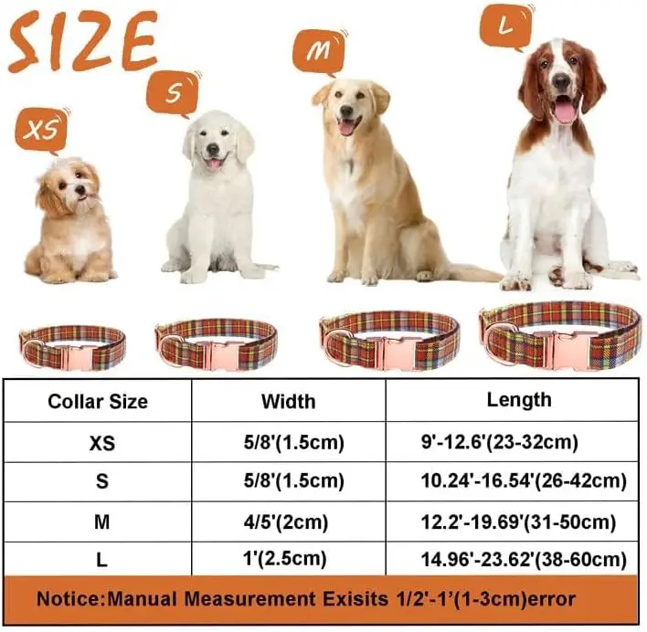 Plaid Dog Collar & Leash Set with Bow Tie – Adjustable Cute Puppy Collar with Durable Metal Buckle