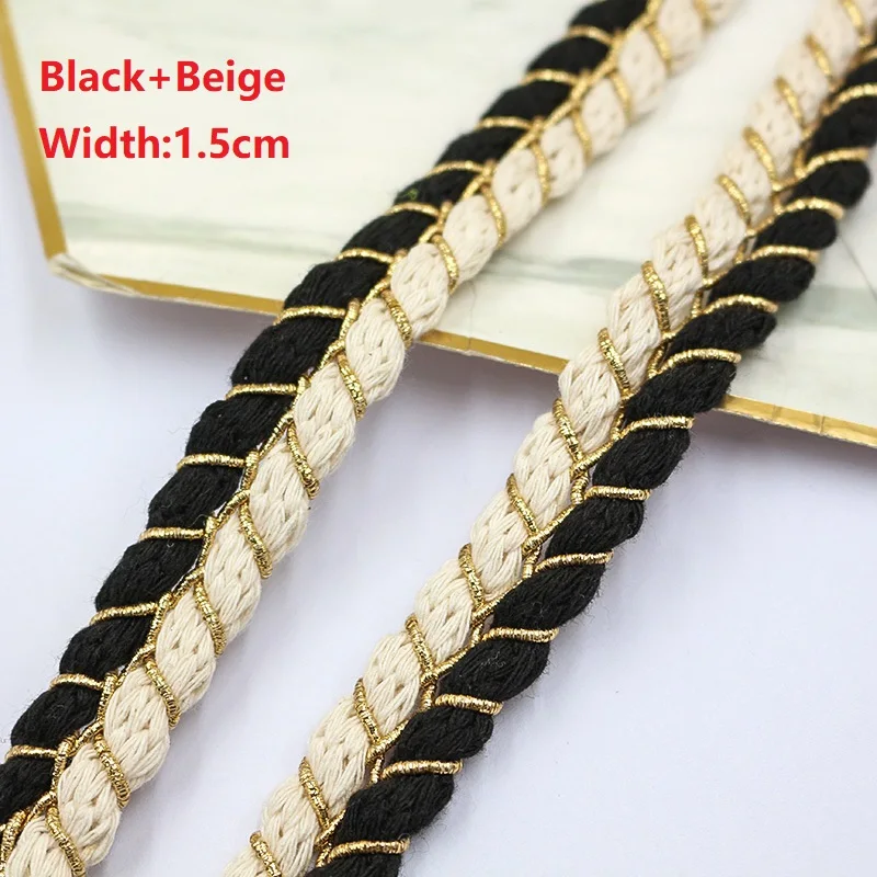 Neuer Stil koreanische kleine duftende Wind Golddraht Doppelstrang Farbe passende Band Spitze DIY Haarschmuck Kleidung 5 Meter – Detail 10