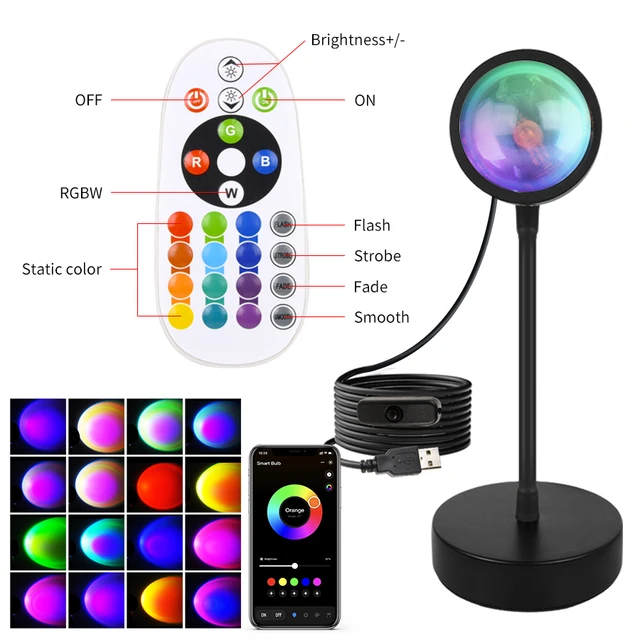 Smart Sunset Lamp Tuya LED Night Ligh USB RGB Smart Life APP Remote Projection For Room Decoration Photography Festival Birth 2