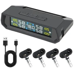 Universal Auto Security Alarm with Temperature and Tire Pressure Display - USB/Solar Powered System (Interior)