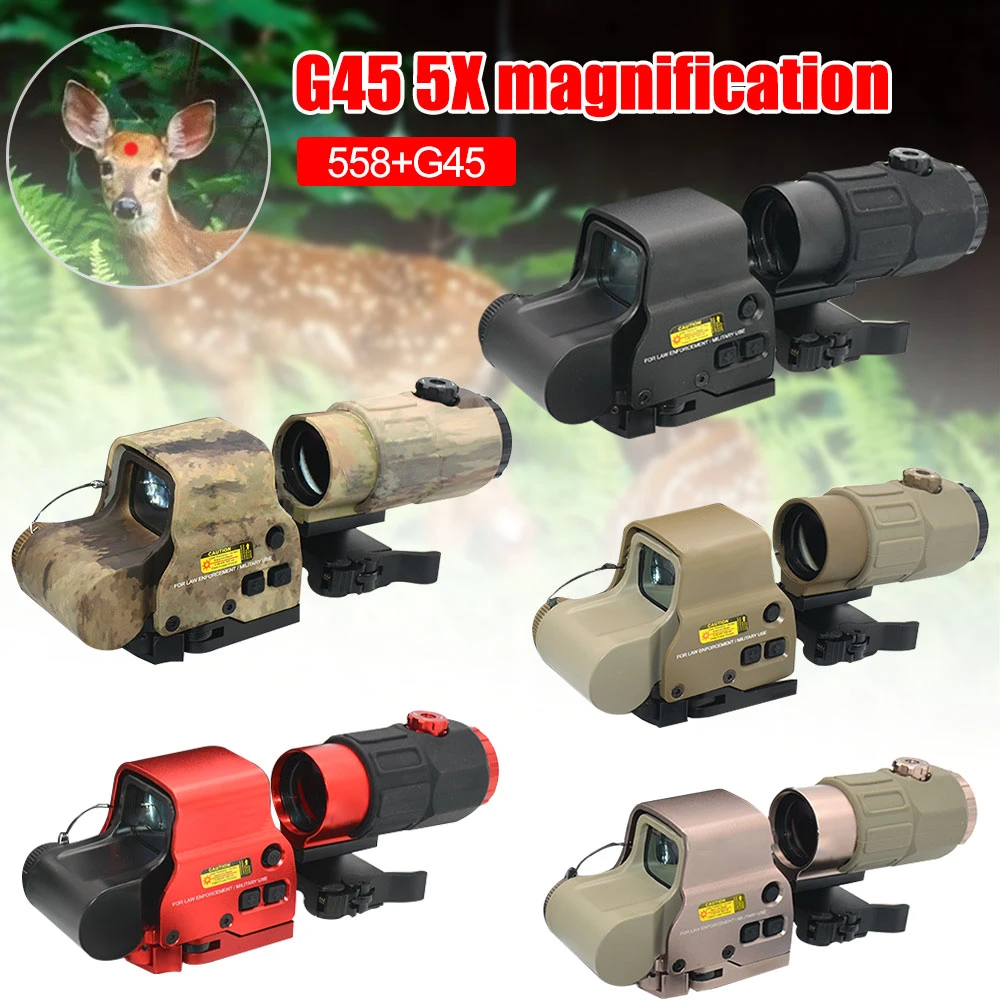5xG45 Sight Magnifier With Red/Green Scope 558 HHS Holographic Mirror