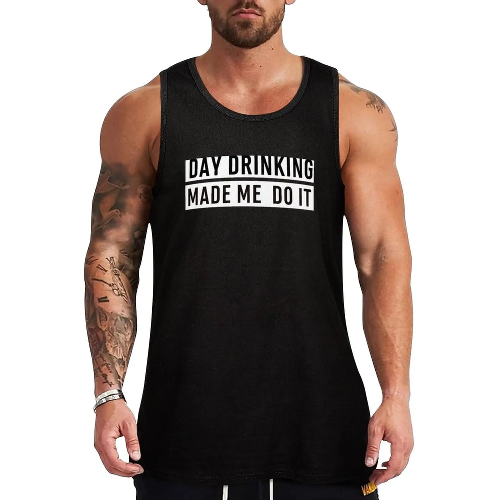 

New Funny Day Drinking Made Me Do It T-Shirt.men and women t-shirt Tank Top t shirts Men's sleeveless