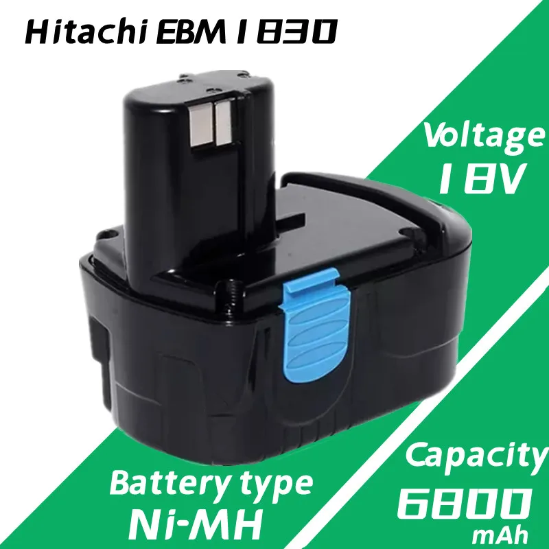 EB1812S 18V 6800mAh Ni-MH Battery Replacement for Hitachi 322436 EB1820L  323902 EB1830H BCC1812 EB1814SL EB1820L EB1824L