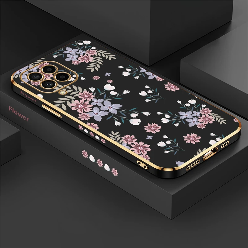 Luxury Plating Soft Silicone Floral Phone Case