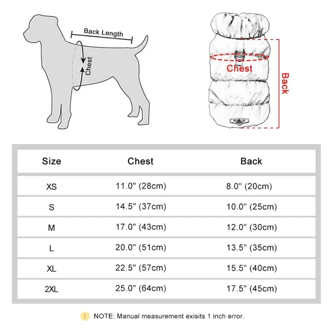 SMALLLEE_LUCKY_STORE Wasserdichte Winterjacke für kleine Hunde und