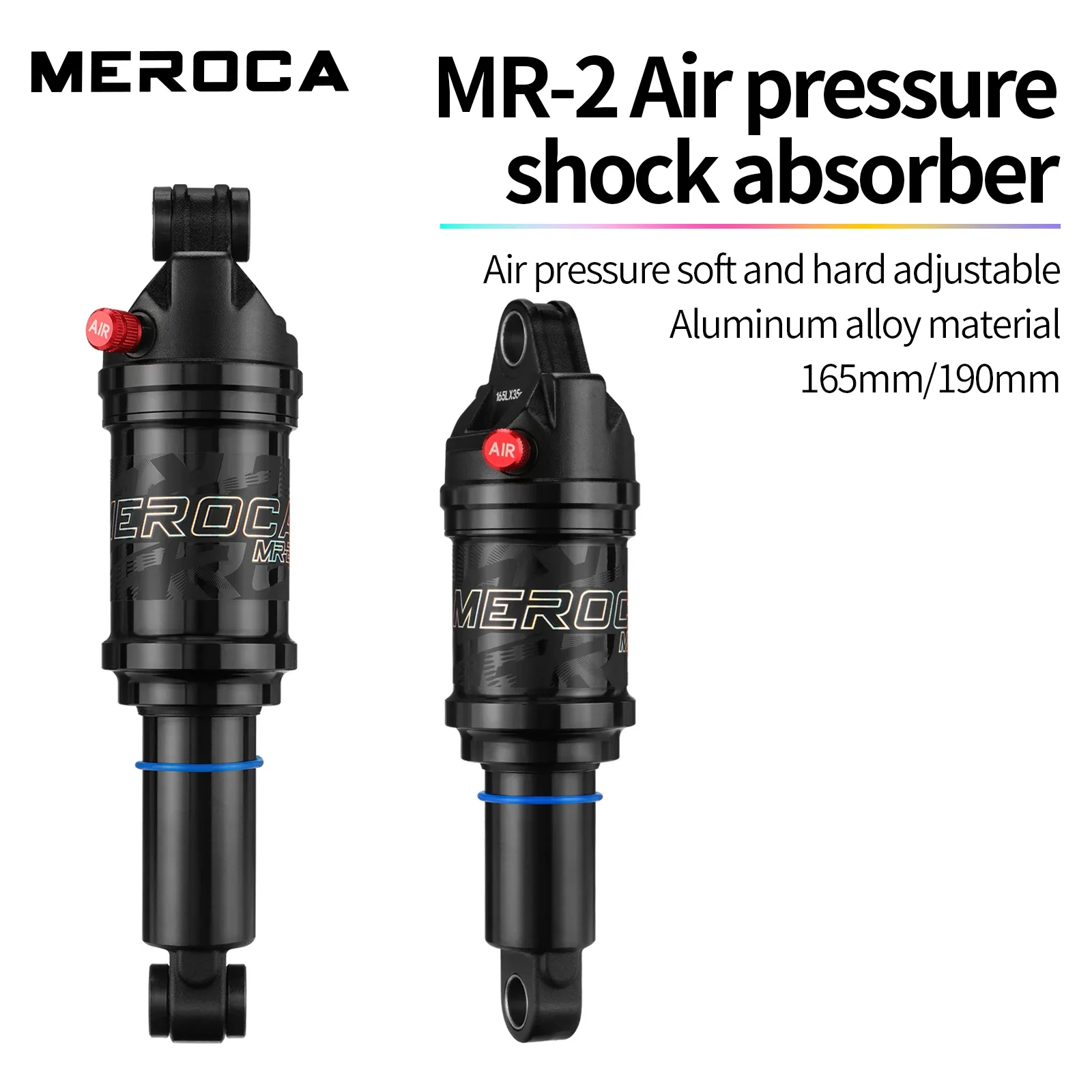Bicycle Shock Absorber 165mm/190mm Length Adjustable Air Pressure Mountain Bike Rear