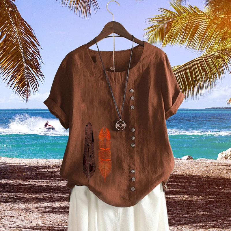 

Женская футболка с коротким рукавом, круглым вырезом и графическим принтом