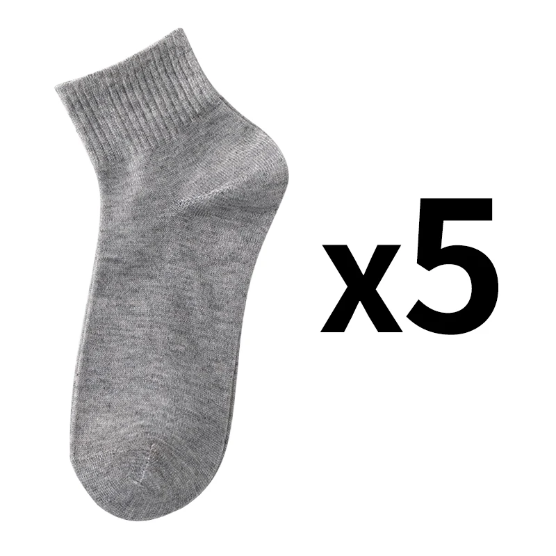 5 Pairs/Lot Black White Men's Socks Business Solid Color Casual Simple Versatile Breathable Cotton Sports Mesh Short Socks