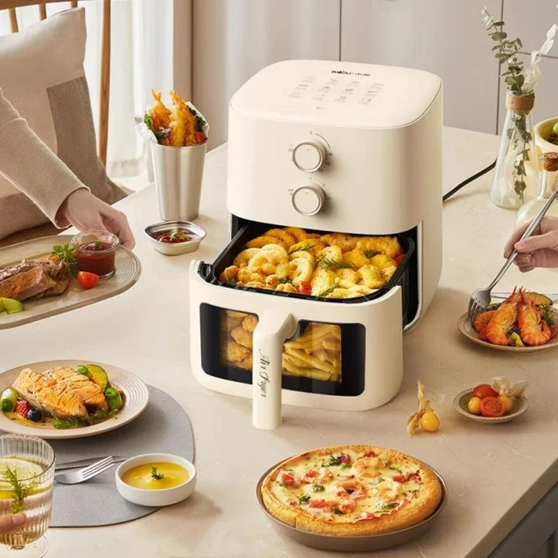 Bear 220V Air Fryer Household 5L Visual No-Turn Compact All-in-One Multifunction Electric Fryer French Fries Machine 3