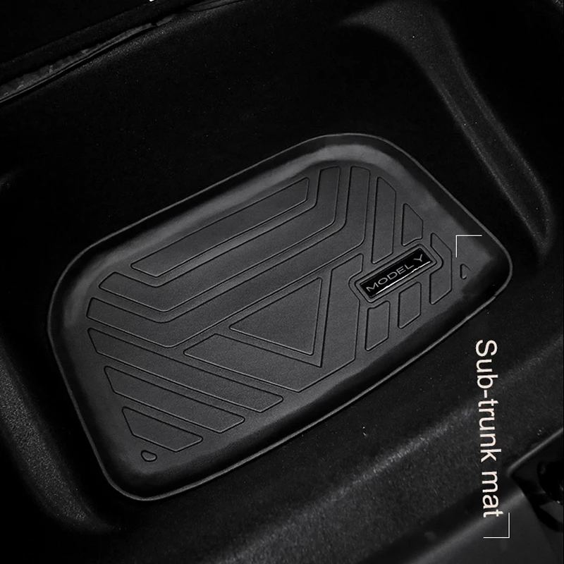 Tesla Model Y: Trunk Lower Compartment Mat (3D-TPR Rubber) - Plugear