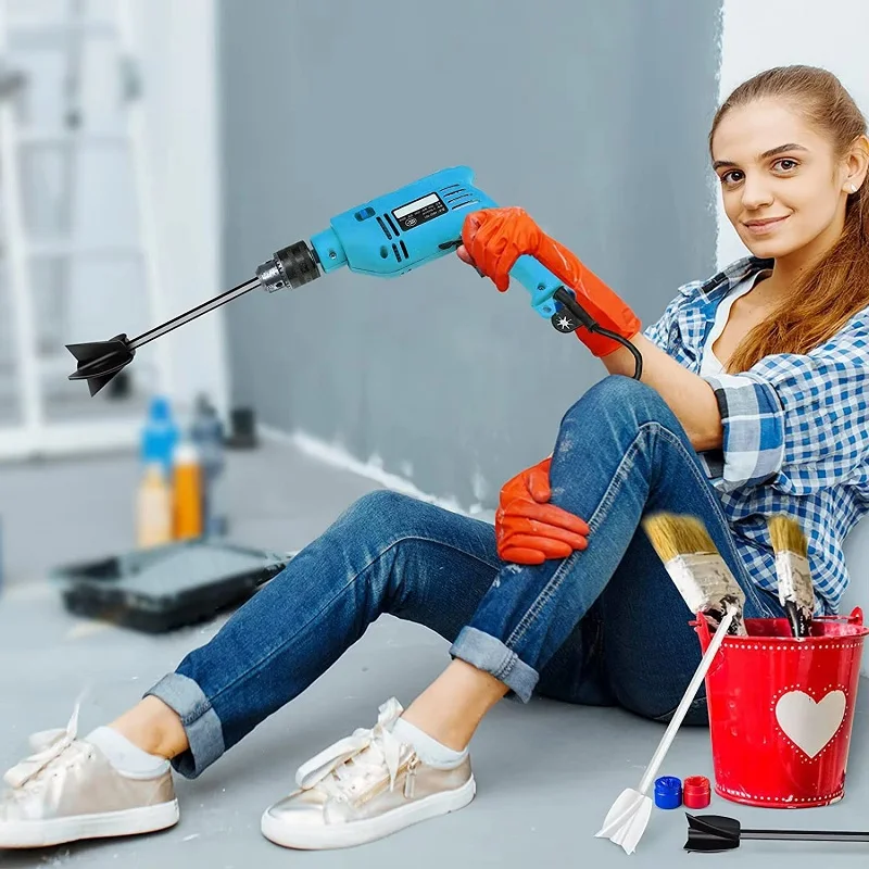 Epoxy Mixing Stick Paint Stirring Rod Putty Cement Paint Mixer Attachment With Drill Chuck For Epoxy Resin Latex Oil Paint