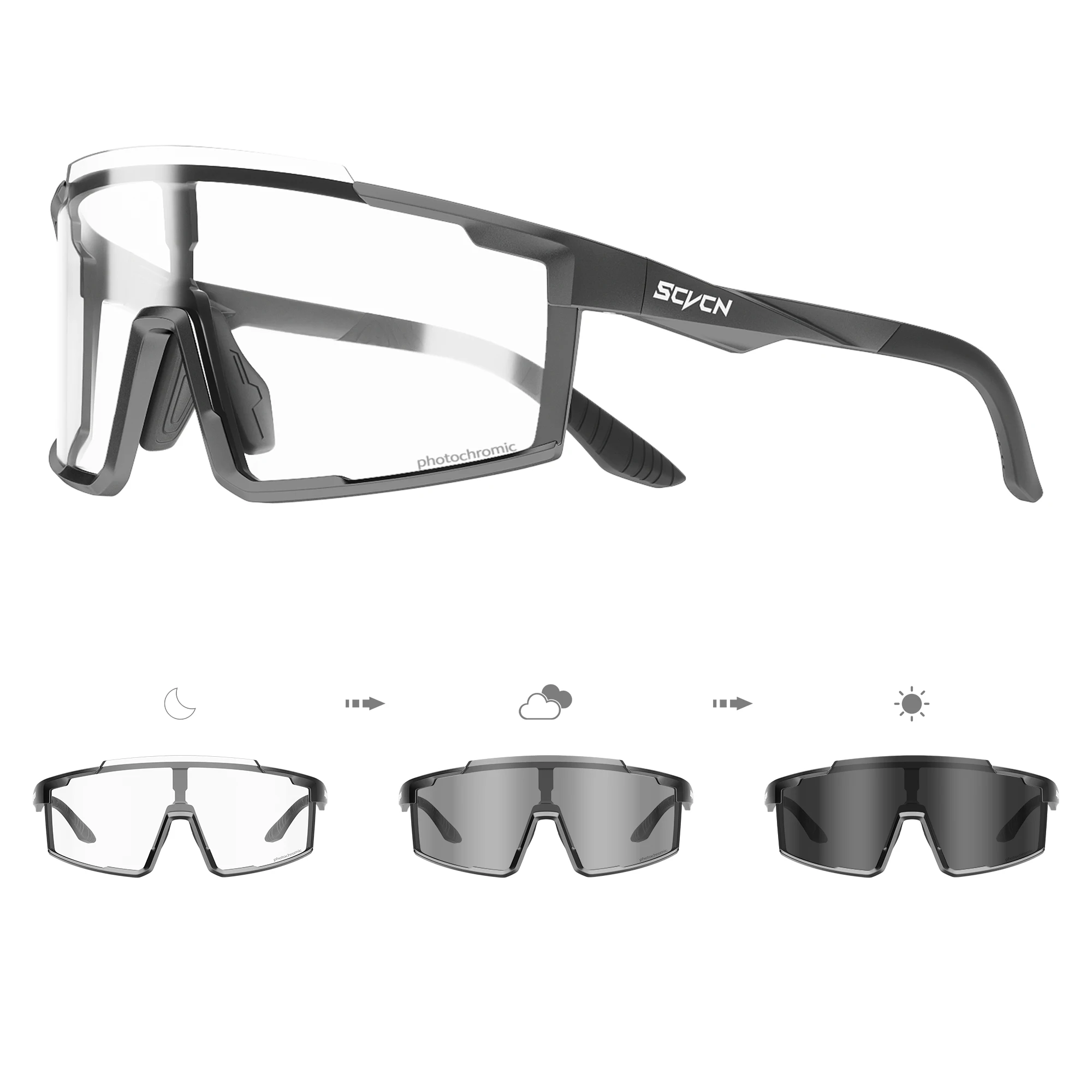 SCVCN Photochromic Hiking Eyewear Cycling Sunglasses Sports Bicycle Glasses MTB Bike Goggles Skating Glasses UV400 Men Women