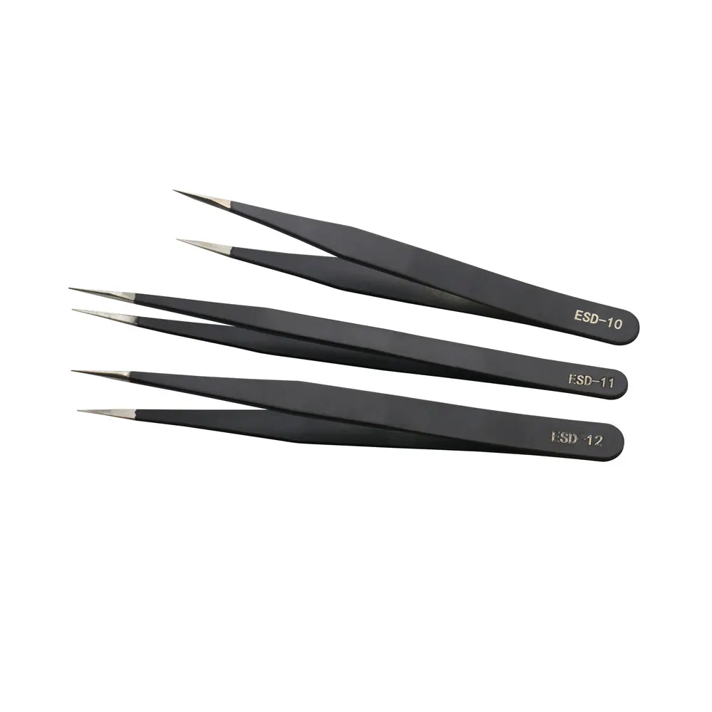 Precision Tweezers Set ESD Anti-Static Stainless Steel Tweezers Repair Tools for Electronics Repair Soldering Craft Tools precision tweezers esd anti static tweezers soldering tweezers phone repair tweezers tweezer tool