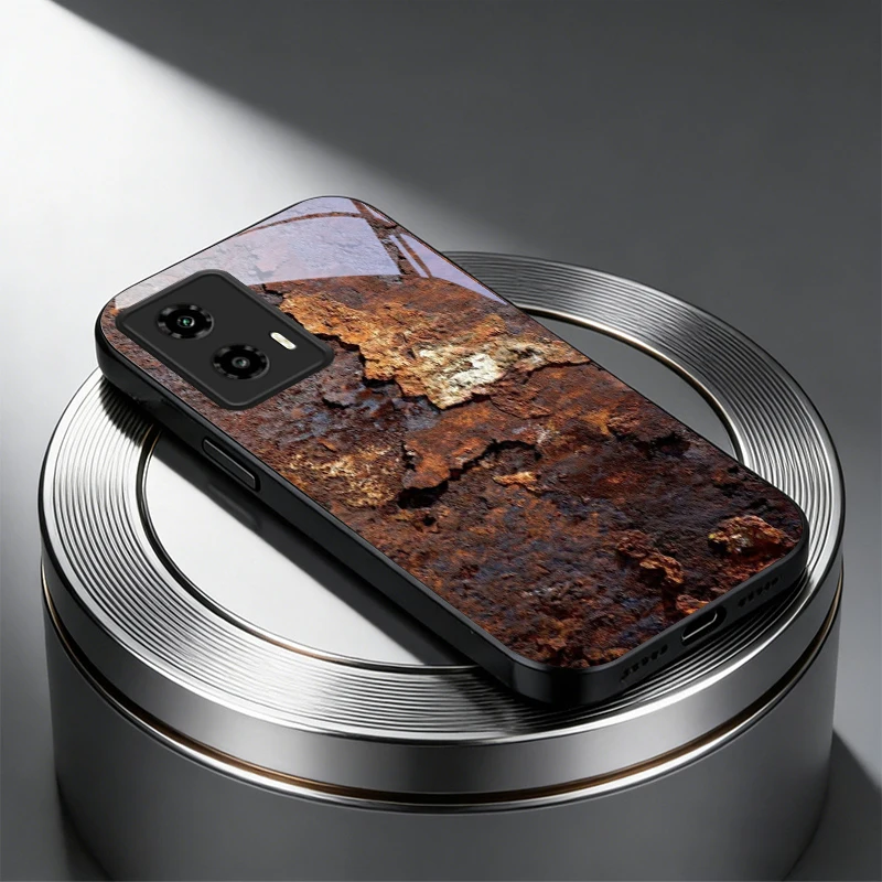 Rust Texture Black Glass Phone Case Cover