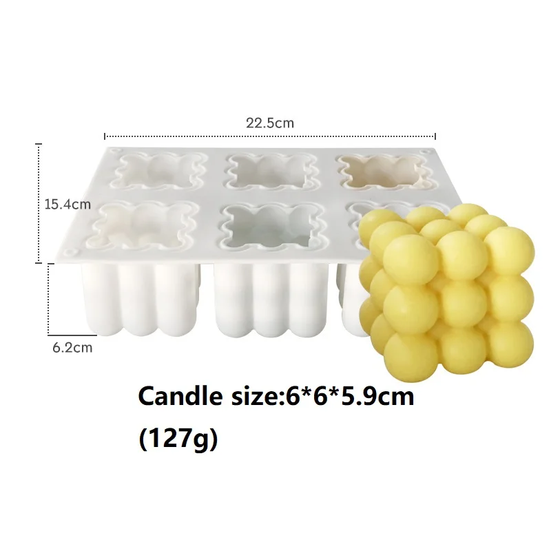 

6-cavity Rubik's Cube Silicone Mold, Creative Baked Mousse Cake, Jelly Aromatherapy Candle Mold