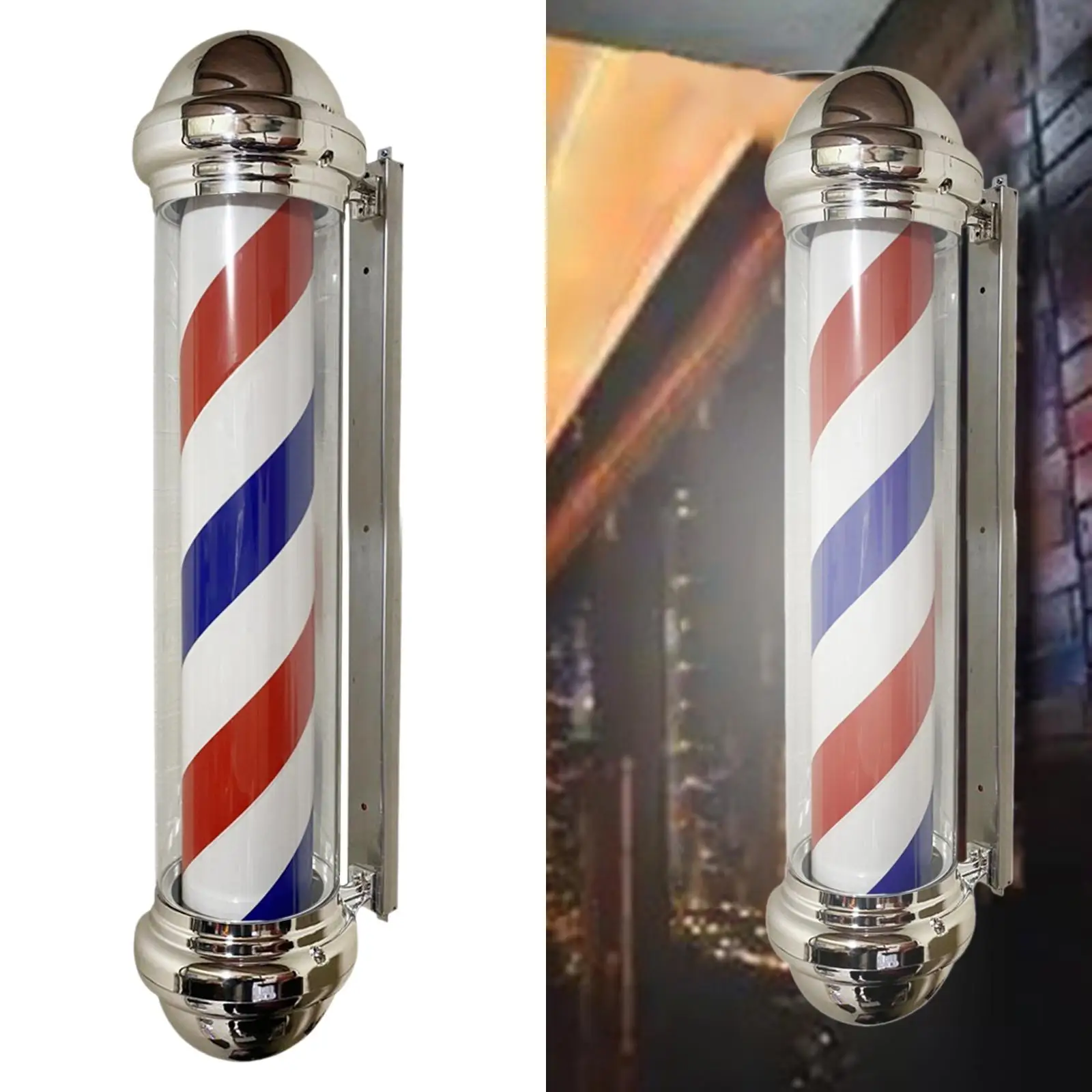Barber Pole Light Rotating Hair Salon Shop Sign Light Stripes Vintage Style Save Mount LED Lamp for Entrance Street Barber Pole Light Rotating Hair Salon Shop Sign Light Stripes Vintage Style Save Mount LED Lamp for Entrance Street