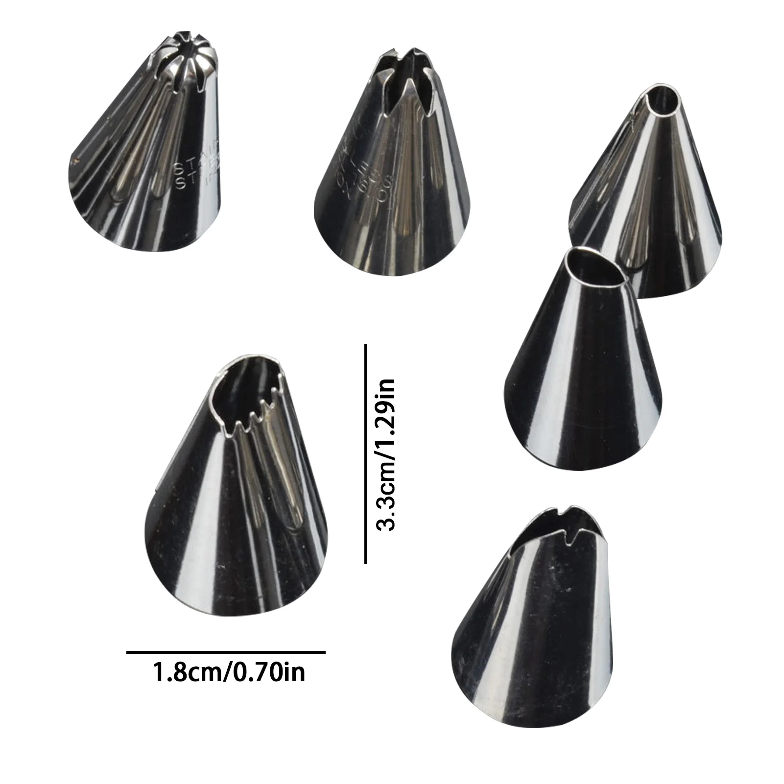 6Pcs Pastry Icing Piping Nozzles Stainless Steel Decorating Tip Cake Cupcake Decorator Rose Accessories Kitchen baking tool