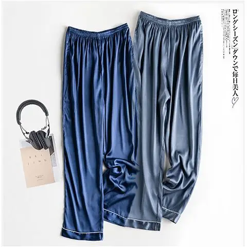 Satin Underpants Men Pajamas Sleepwear Oversize 3XL 4XL Home Clothes Elastic Waist Nightgown Sleep Bottoms Silky Nightwear pajama pants