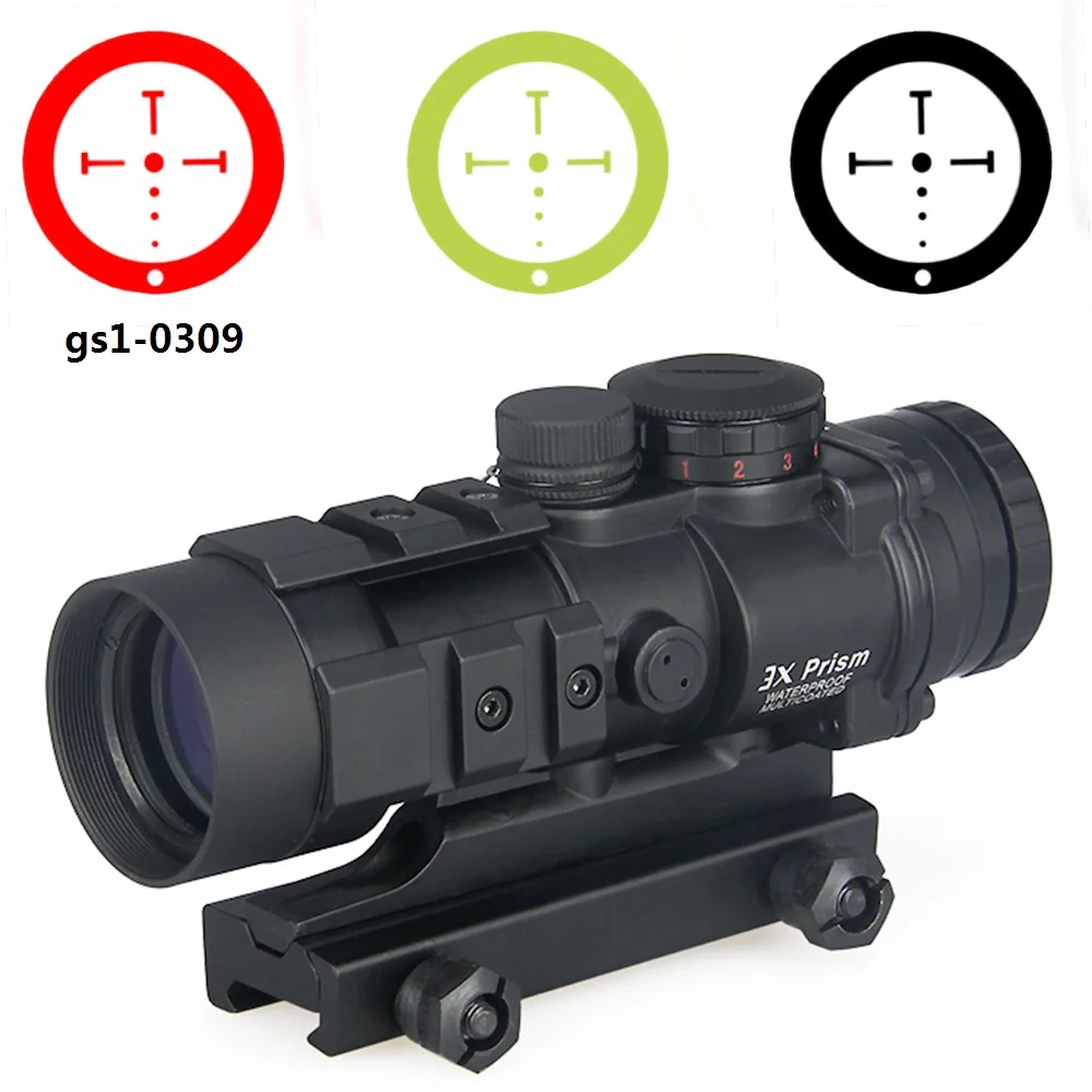 PPT 3X Hunting Scope 3x Prism Tactical Sight with Ballistic CQ Reticle