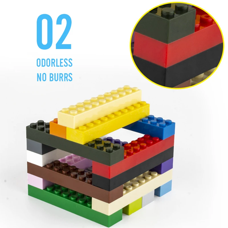 Budova blok 1X4 1X8 2X6 2X8 2X10 díra bělouš cihla základní příslušenství výuka kreativitu kompatibilní značka budova blok hraček