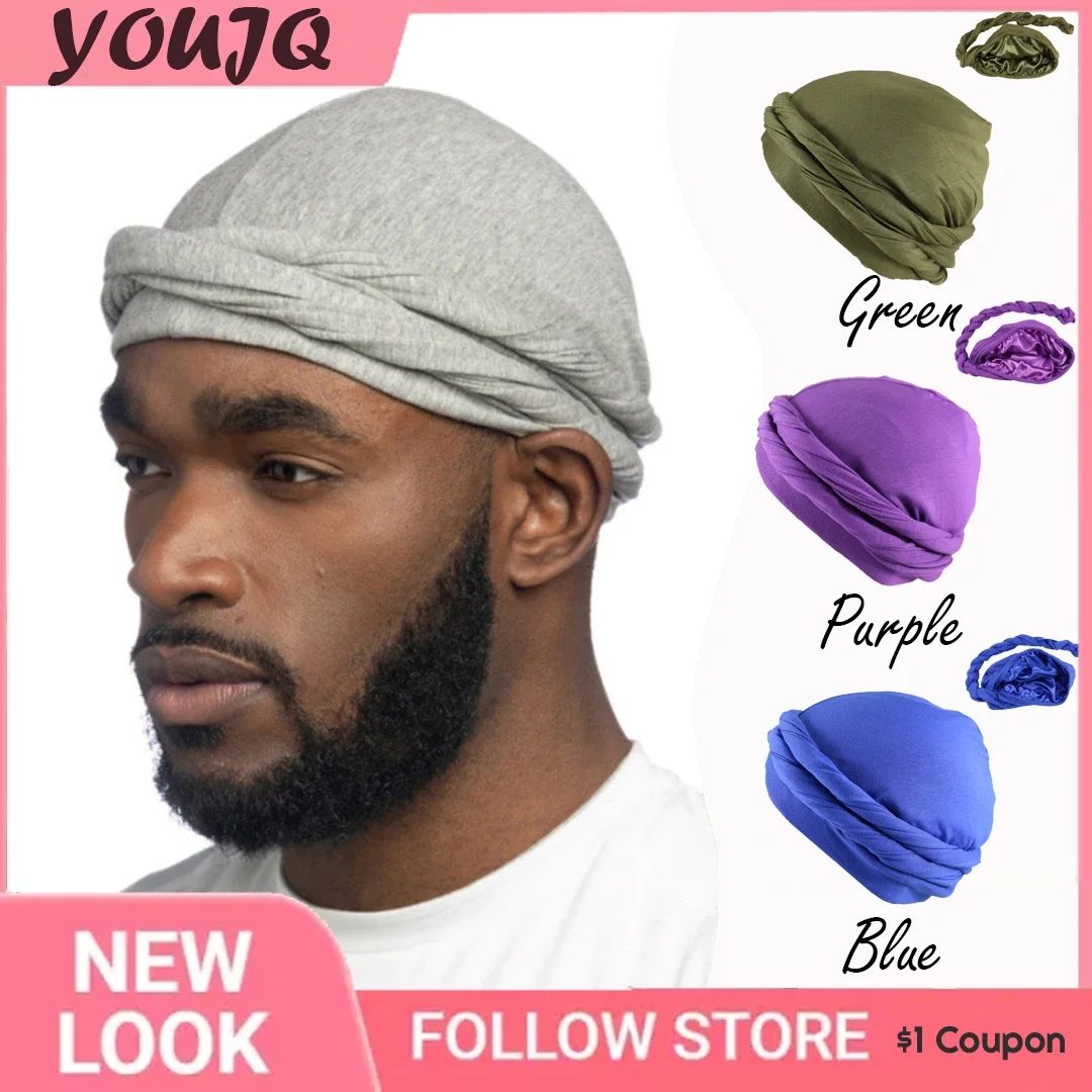 Turbante elástico para hombre, gorro de satén, Bandana elástica, gorro  indio, Hip Hop, diadema, sombreros de motociclista, 2023