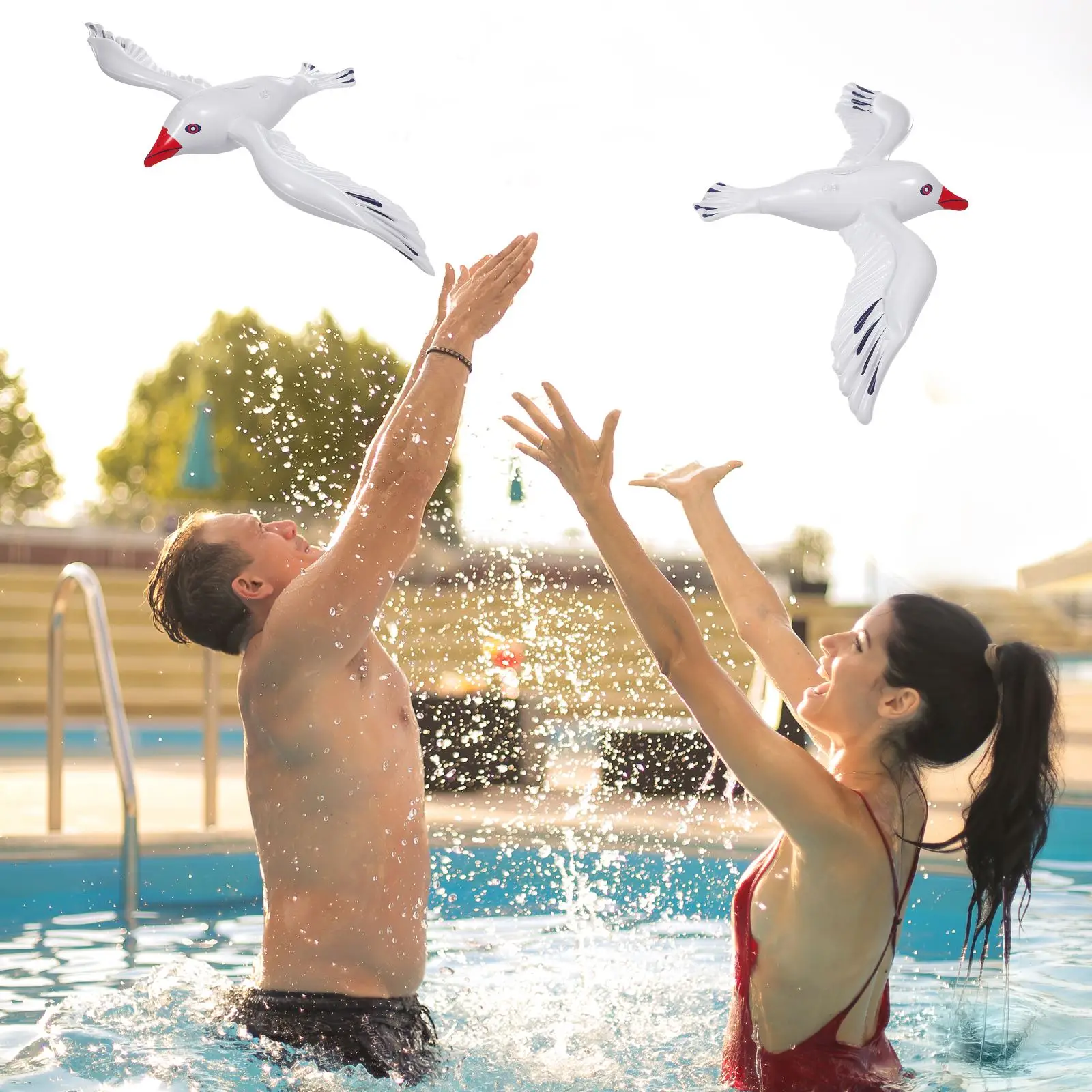 6pcs Inflatable Seagulls Jumbo Toy Blow Up Sea Birds Balloons Seagull Ornaments Wedding Beach Pool Party Outdoor Game Toys