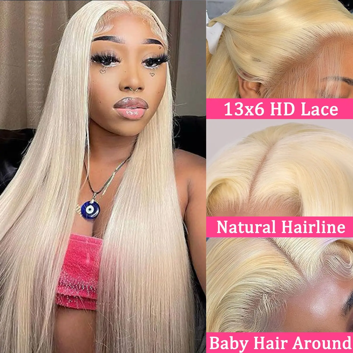 613 Lace Front Wig Human Hair 13x4 Straight 613 Hd Lace Frontal Wig Human Hair Pre Plucked Blonde Wig for Women 200% Density