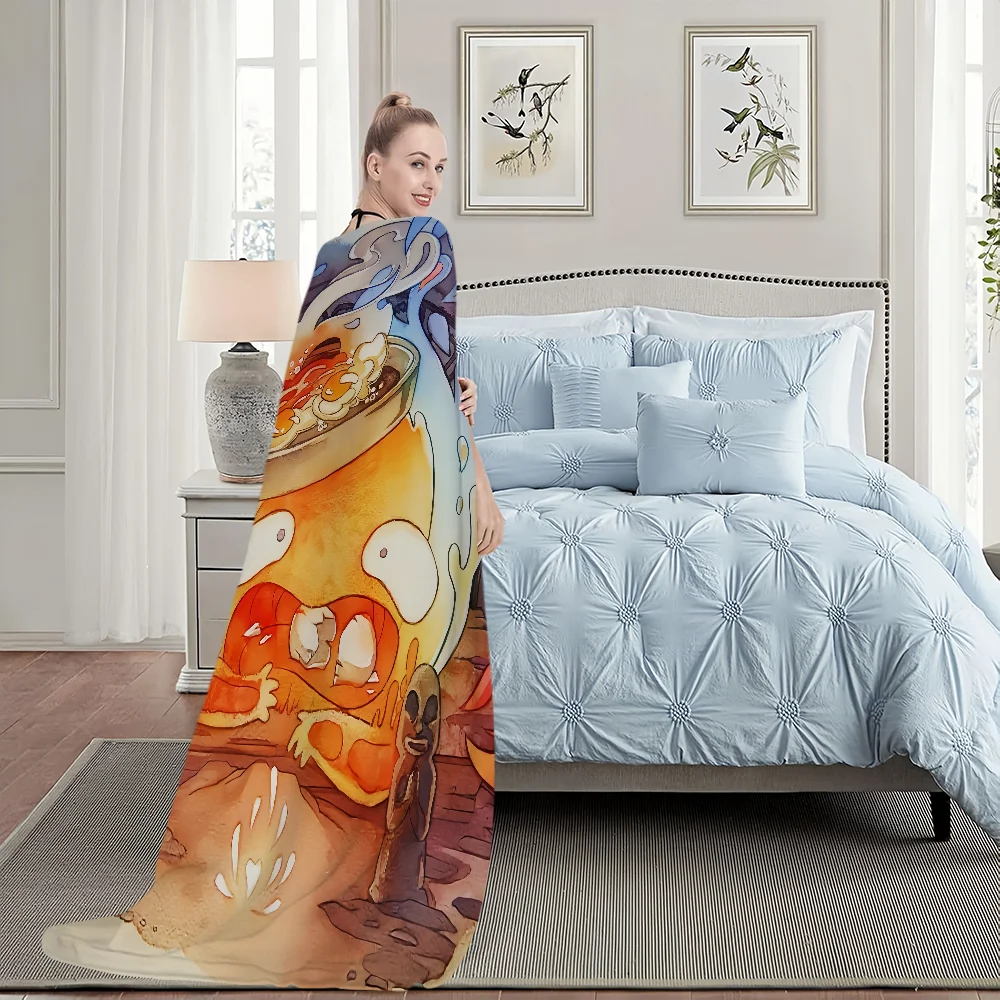 Anime Calcifer H-Howls M-Moving C-Castle Blanket Plush Nap Sofa rug for Room Warm Office Bedroom Birthday Home Travel Kid Gifts 5