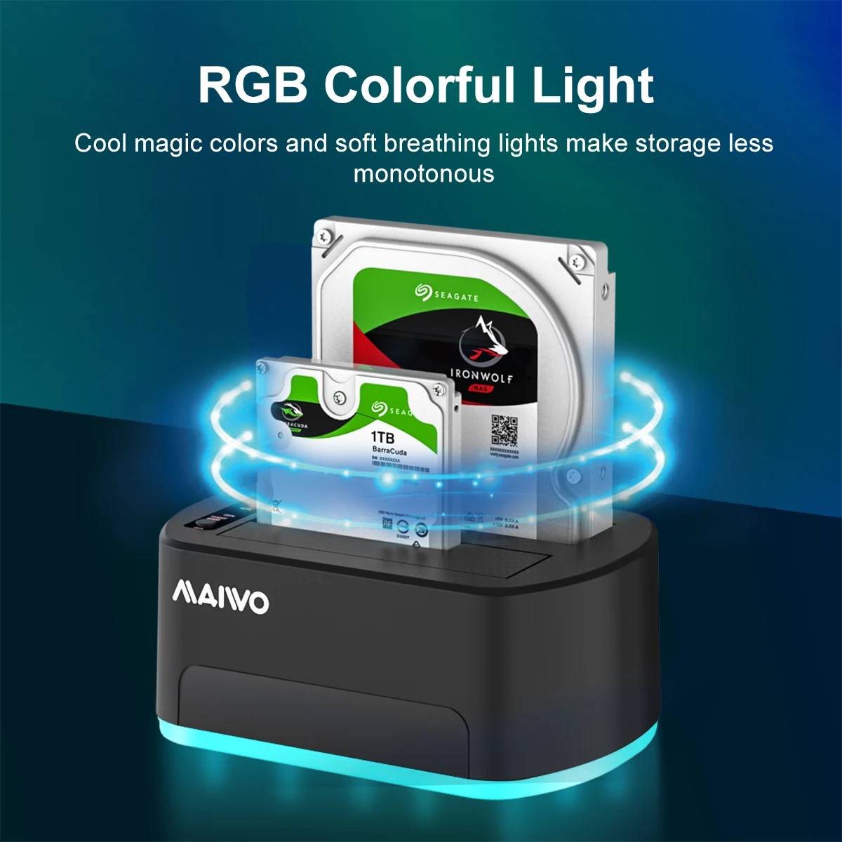 Maiwo-hdd Docking Station com Clone Offline Rgb Dual Bay Sata para Usb 3.0 Hdd Case 2.5 3.5 Ssd - Imagem 5