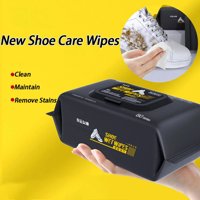 80pcs/pack Disposable Shoe Cleaning Wipes-No-Rinse,Stain Remover White Sneakers Athletic Footwear Portable Household Cleaner