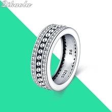  Woman Double Pavé Zircon Rings Original 925 Sterling Silver Crown Gem Ring For Woman luxury Jewelry Engagement Ring Anniversary 