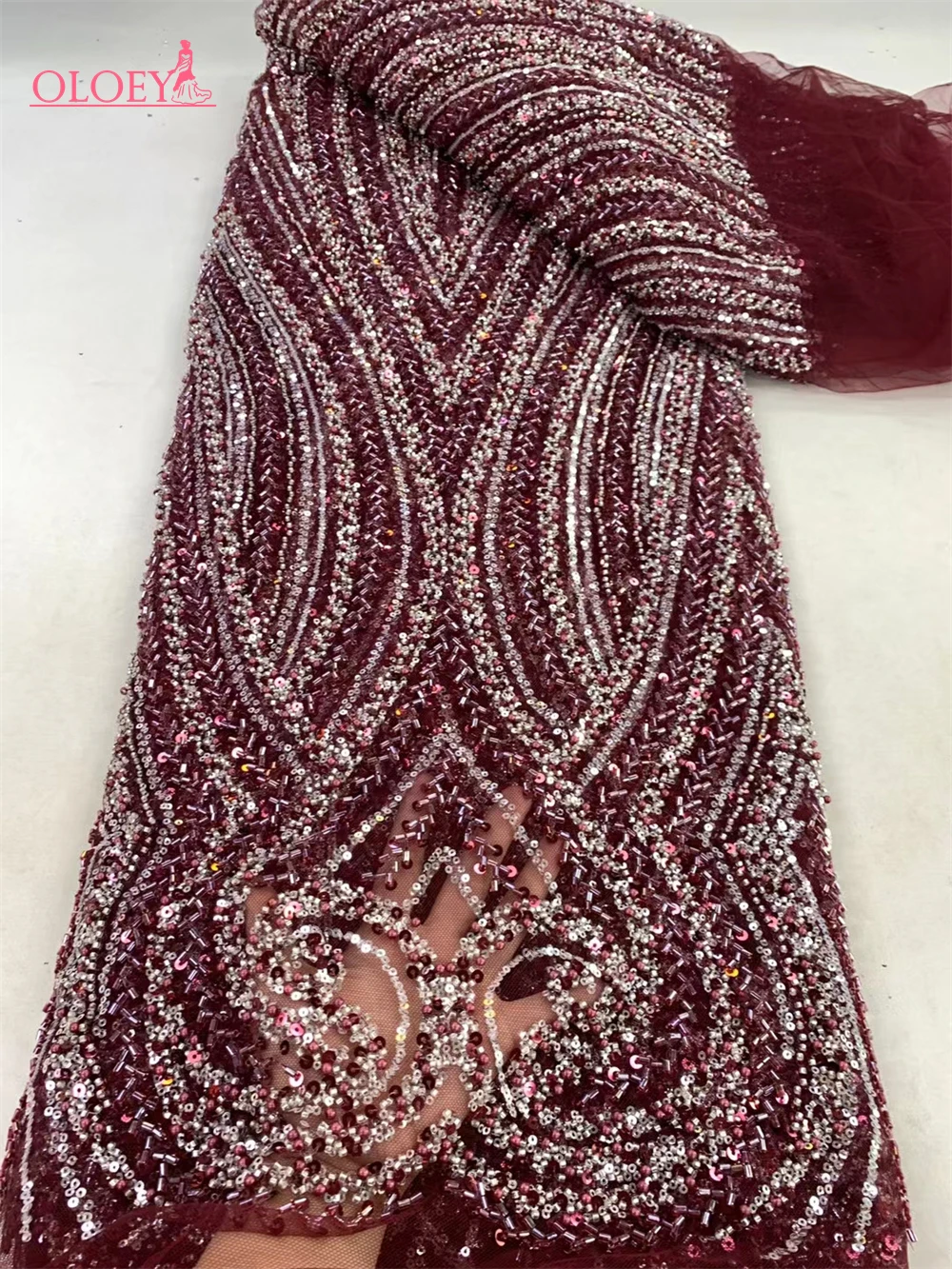 

High-End Luxury French Embroidery Heavy Goom Lace Fabric Fashion African Nigerian With Sequin Fabric For Luxury Party Dress