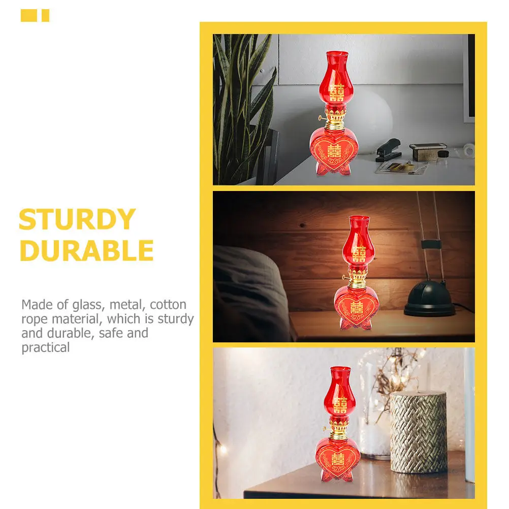 2Pcs 빈티지 오일 램프 유리 램프 레트로 스타일 홈 장식 데스크탑 웨딩 사용 오일 랜턴 비상 실내 조명