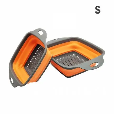 

Collapsible Silicone Colander Vegetable Fruit Washing Basket Strainer With Handle Kitchen Tools