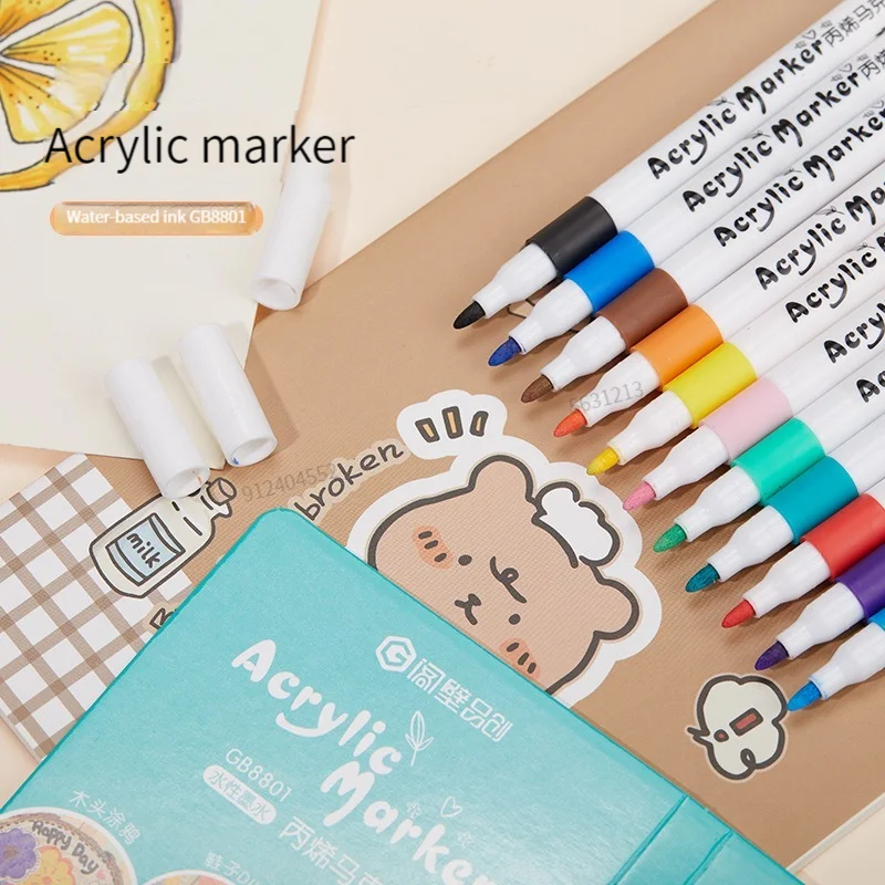 Acrylic Paint Markers 12/60 Colors Acrylic Marker Rock Painting Kit for Kids Children Stone Paint Pens Set Ceramic Glass Wood DIY Crafts Art Supplies