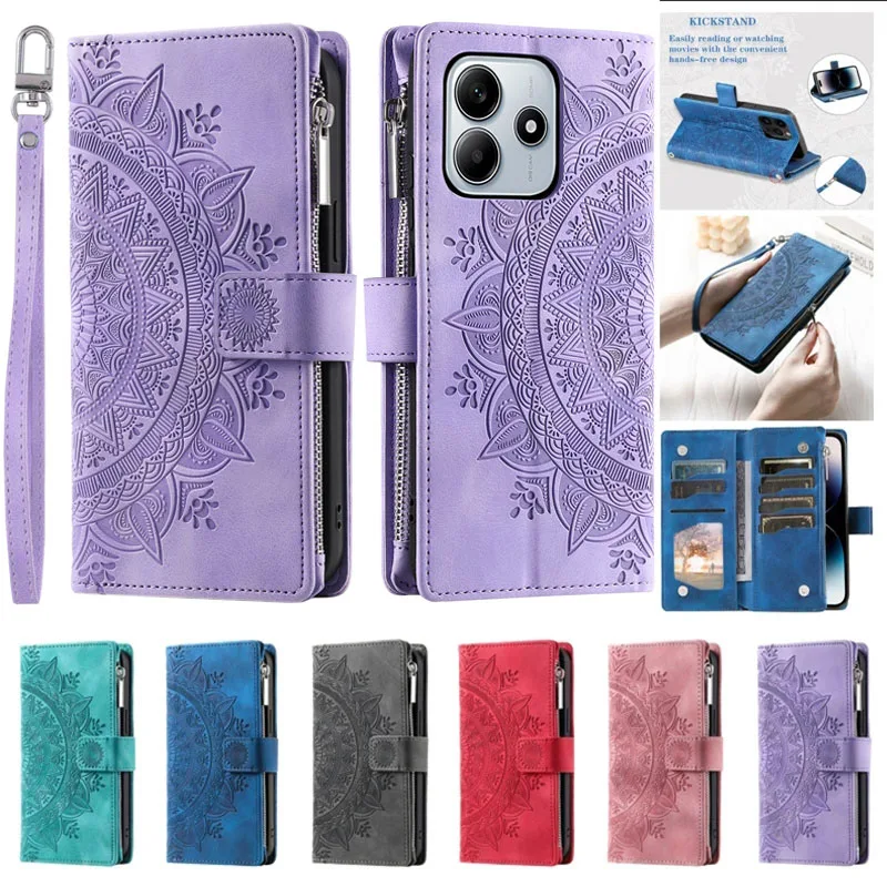 Leather Wallet Phone Case with Zipper Card Holder